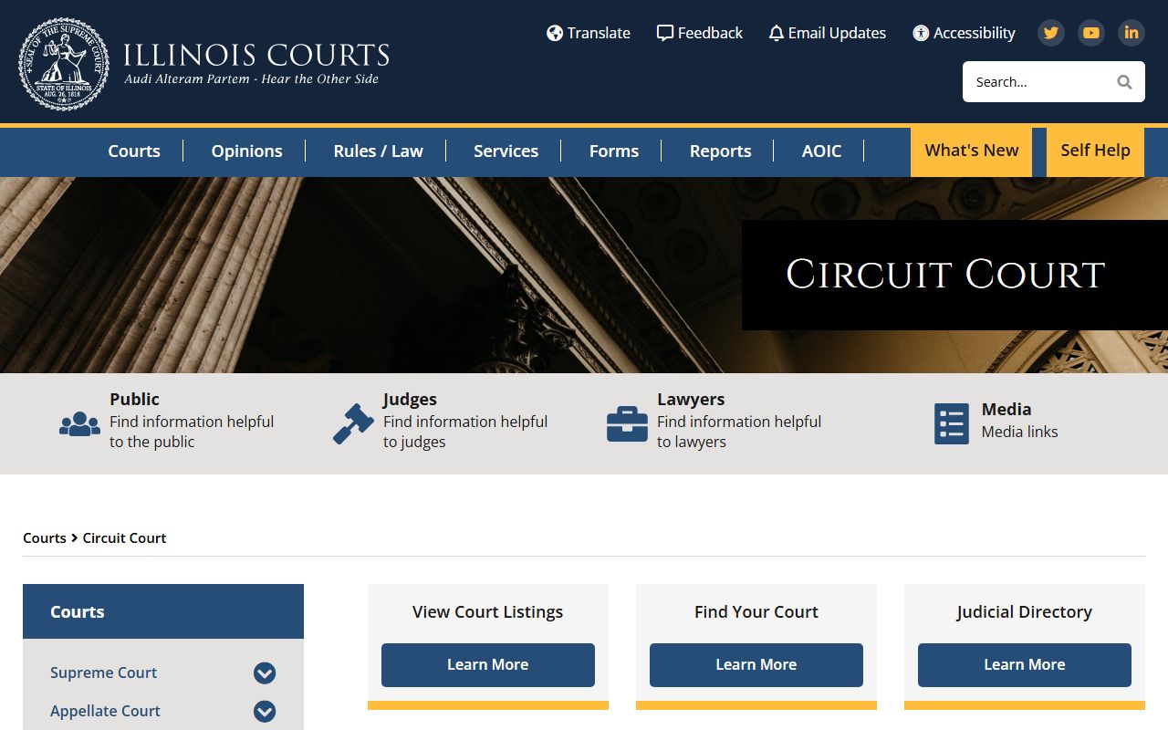 Illinois Courts page describing Cook County Circuit Court as a trial court of original jurisdiction