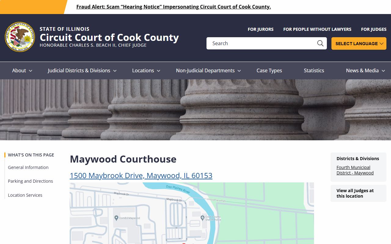 Maywood Courthouse page for the Fourth Municipal District of Cook County