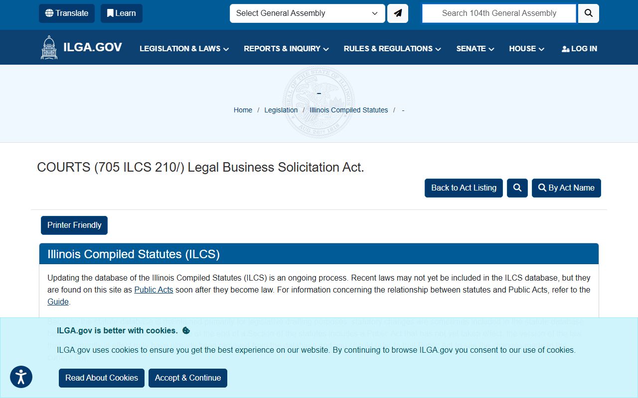 Illinois Clerks of Courts Act 705 ILCS 105 statutory text page