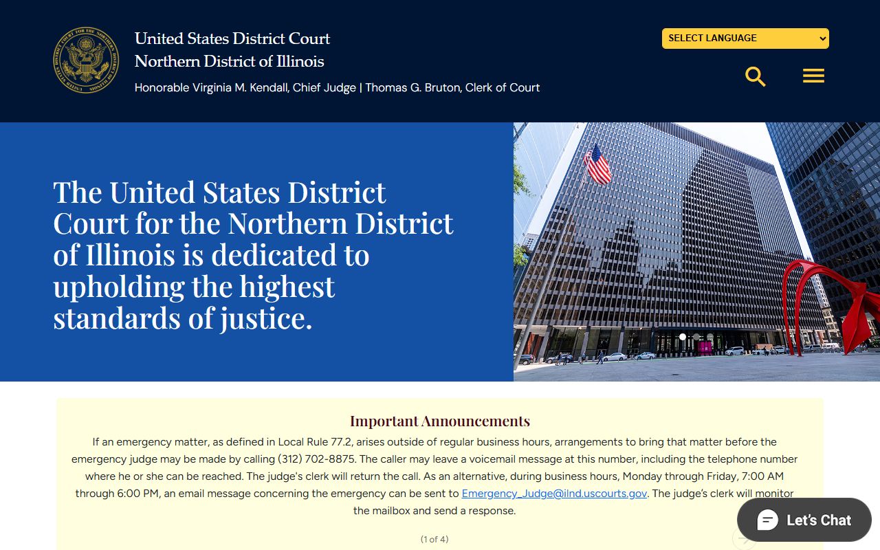 U.S. District Court for the Northern District of Illinois home page