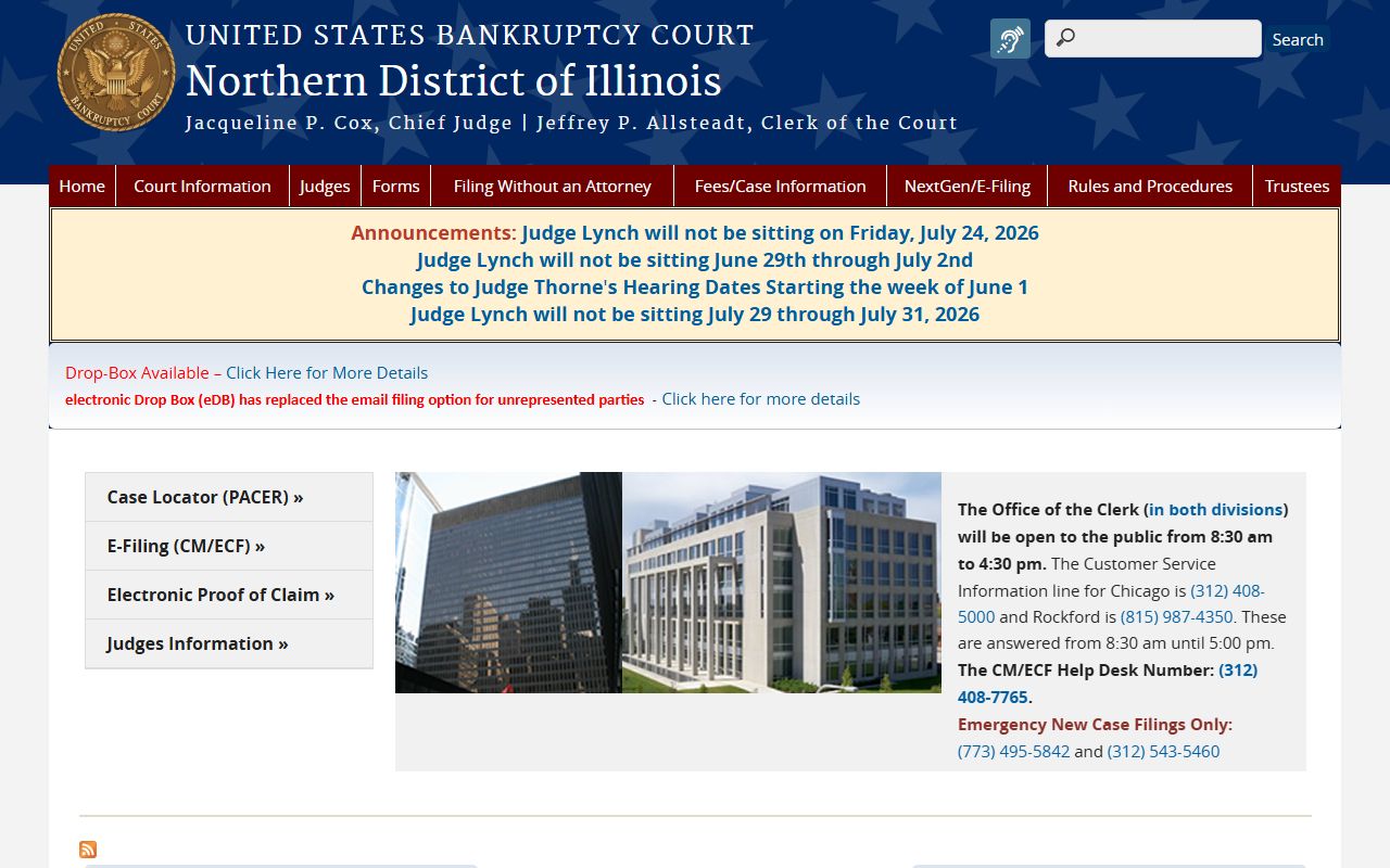 U.S. Bankruptcy Court for the Northern District of Illinois home page