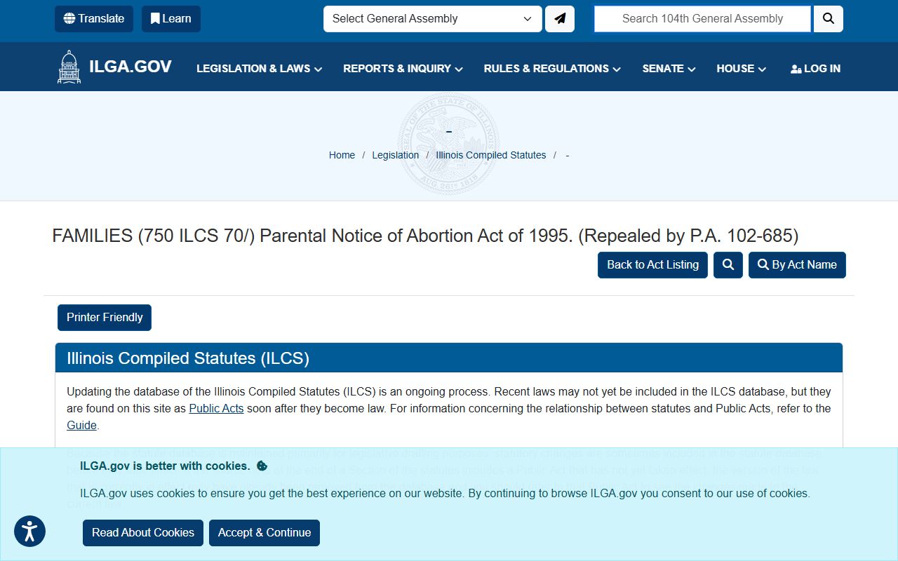 Illinois Adoption Act statutory text page
