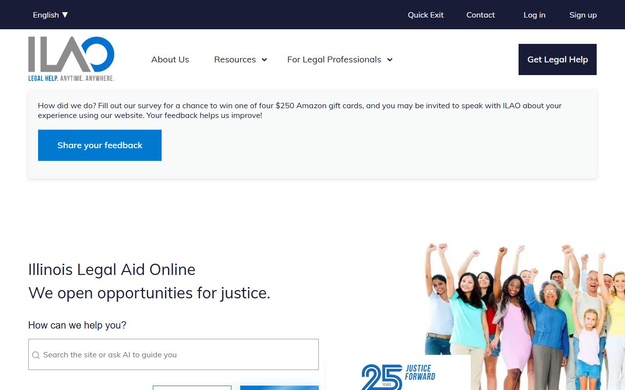 Illinois Legal Aid Online self-help resource page