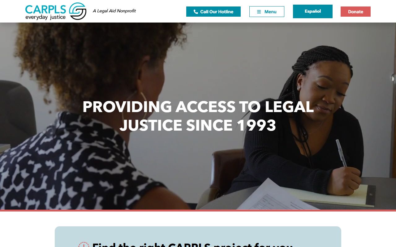 CARPLS Cook County legal aid hotline page