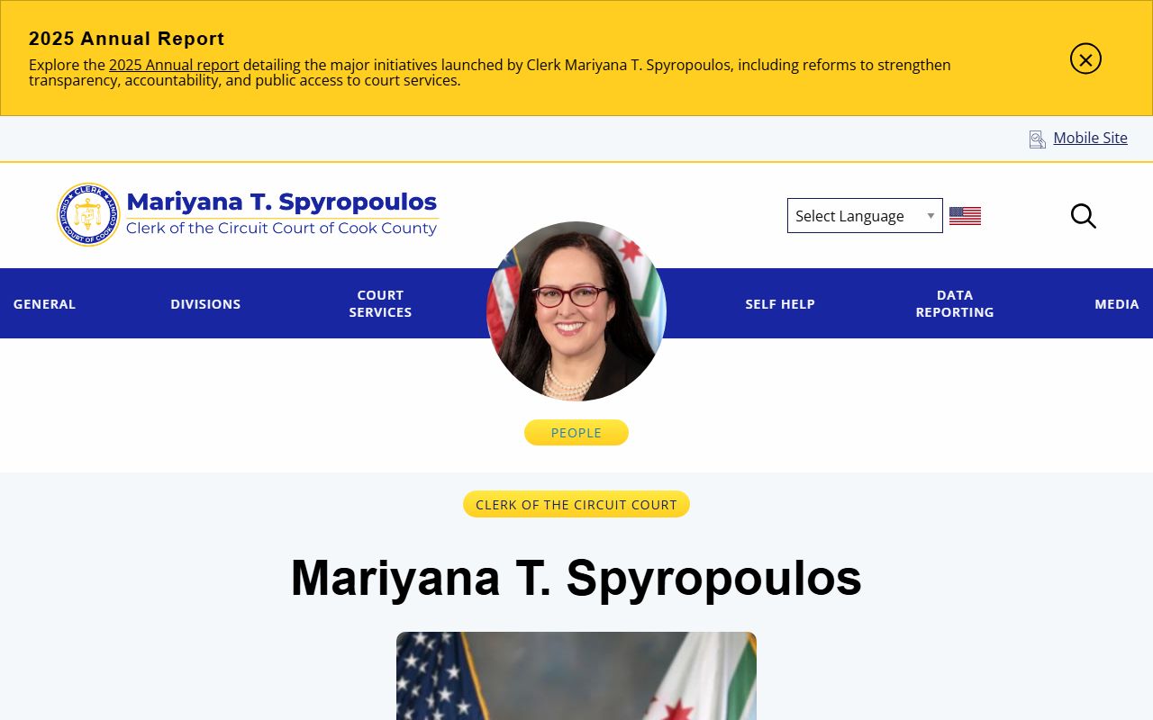 Cook County Clerk of the Circuit Court Mariyana Spyropoulos biography page