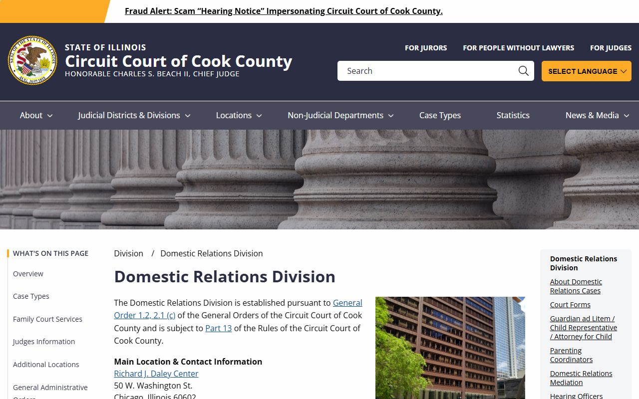 Cook County Circuit Court Domestic Relations Division page